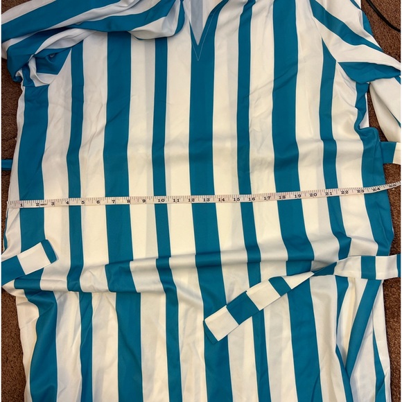 Women’s plus size teal blue & white striped belted long sleeve shirt dress XXL - Picture 10 of 12